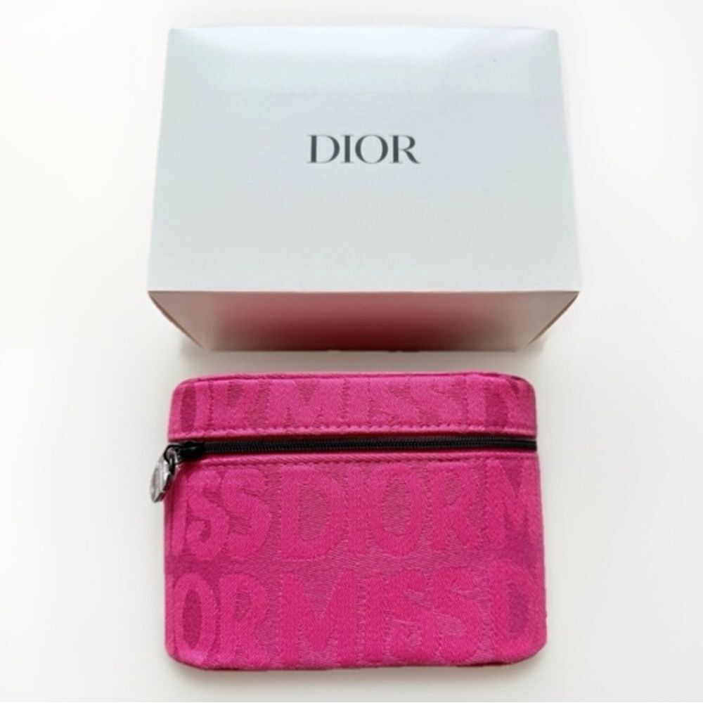 New Dior monogram Fuchsia makeup bag Cosmetic Pouch - Picture 2 of 3